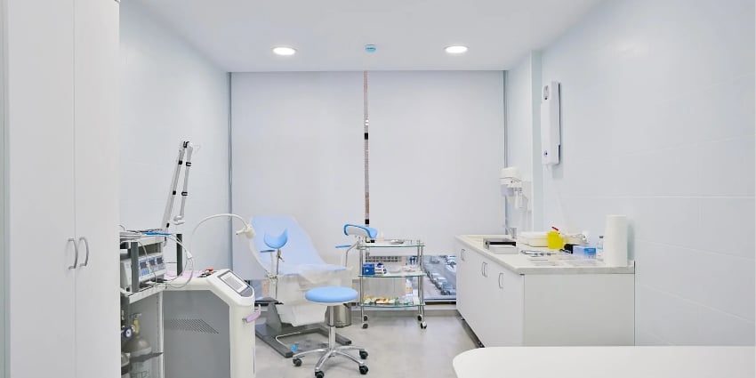 Cleaner following medical office cleaning checklist